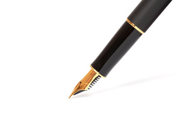 High angle view of pen against white background