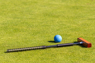 Close-up of ball on field