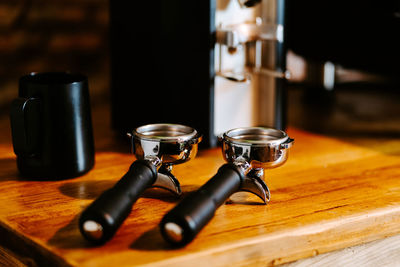 Close-up of coffee cup on table