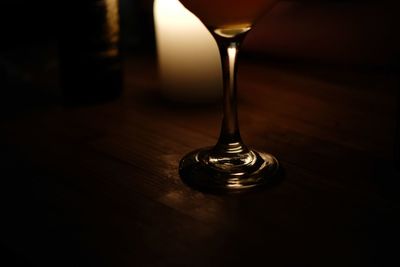 Close-up of wineglass on table