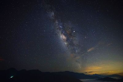 Mountains against sky at night