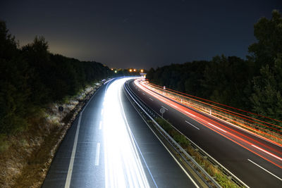 Light trails on highway at night