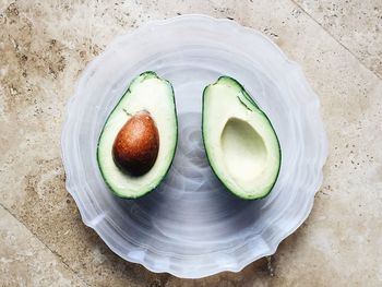 High angle view of fruit in plate