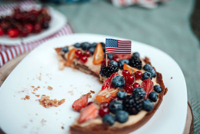 Close-up of dessert served in plate