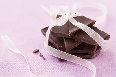 Close-up of chocolate bars on table