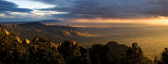 Scenic view of landscape against sky during sunset