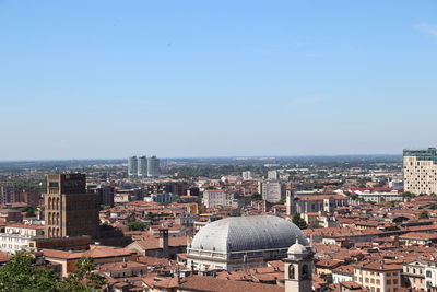 High angle view of buildings in city