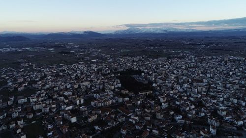 High angle view of townscape against sky