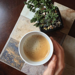 Coffee cup on table