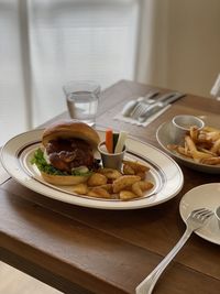 Close-up of food in plate on table