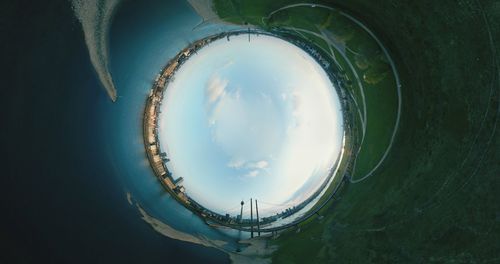 High angle view of reflection of clouds in sky