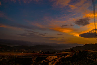 Scenic view of silhouette landscape against sky during sunset