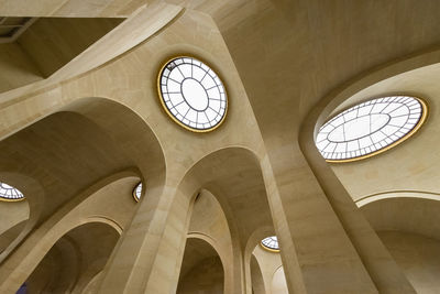 Low angle view of clock in building