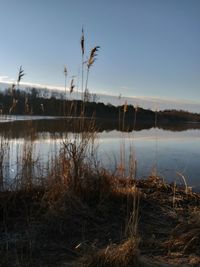 Scenic view of lake against sky