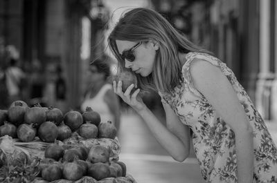 Woman looking at ice cream