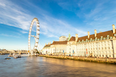 View of ferris wheel in city