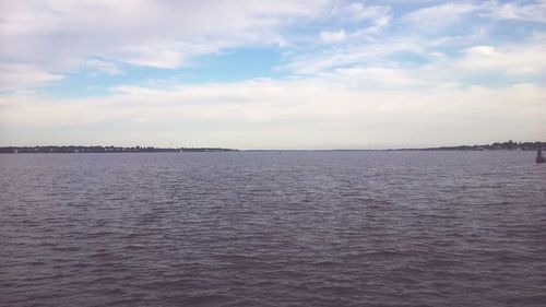 Scenic view of sea against cloudy sky