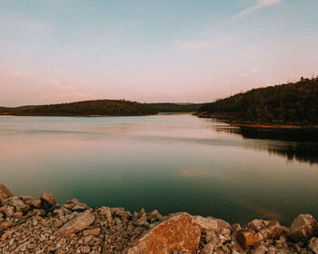 Scenic view of lake against sky