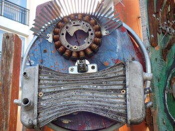 Close-up of old machine part