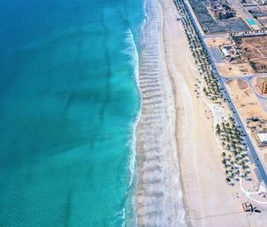 Al dhariz beach in salalah city in dhofar region. long clean natural white sands