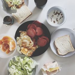 High angle view of food on table