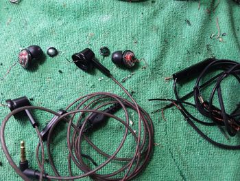 High angle view of eyeglasses on table