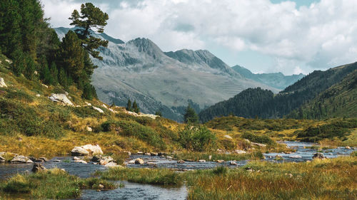 Scenic view of mountains against sky