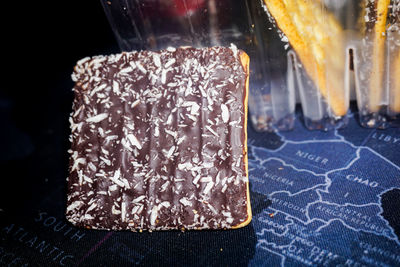 Close-up of ice cream glass on table