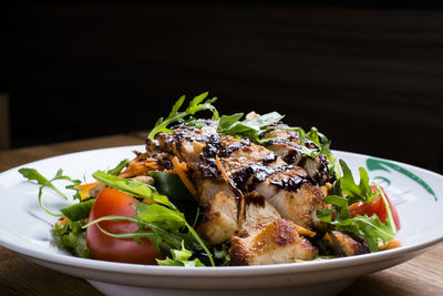 Close-up of salad served in plate