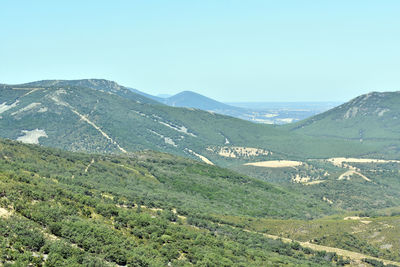 Scenic view of mountains against clear sky