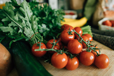 Close-up of tomatoes on table