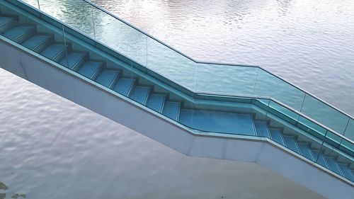 High angle view of steps over river