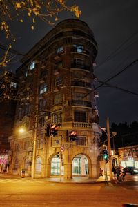 Low angle view of building at night