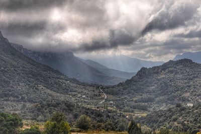 Panoramic view of mountains against sky