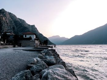 Scenic view of sea against clear sky