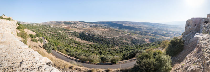 Panoramic view of landscape against clear sky