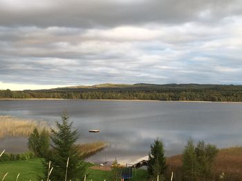 Scenic view of lake against sky