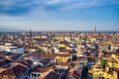 View of verona, italy, from the top of the panoramic terrace of san zeno in monte