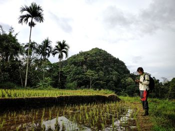 Man standing on the fields