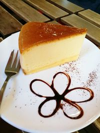 High angle view of cake on table