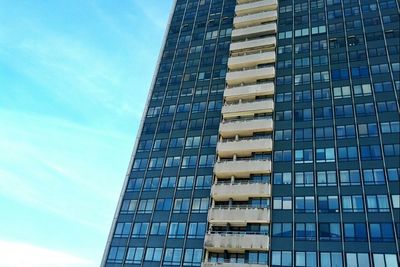 Low angle view of modern building against sky