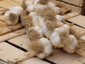 High angle view of vegetables for sale in market