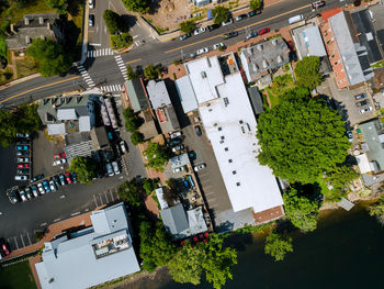 High angle view of buildings in city