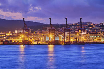 Illuminated city at night