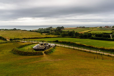 Scenic view of land against sky