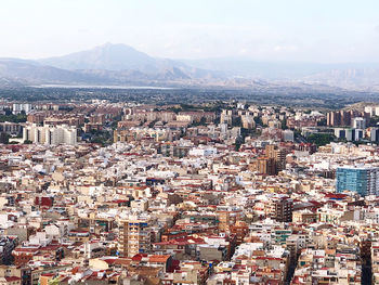 High angle view of townscape against sky