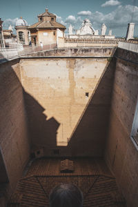 High angle view of building against sky