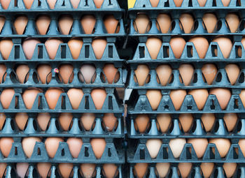 Full frame shot of eggs in carton