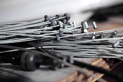 Close-up of ropes on table