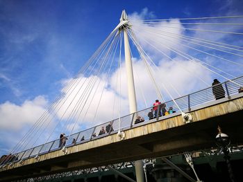 Low angle view of suspension bridge